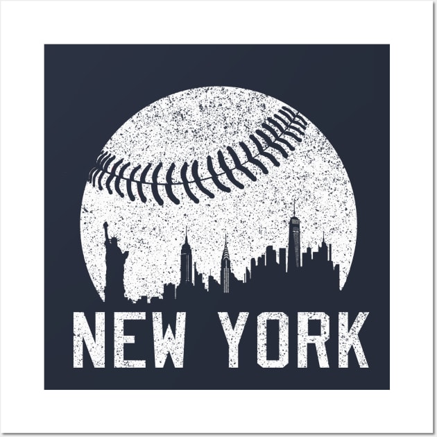 Vintage New York NY City Skyline Baseball Wall Art by justiceberate